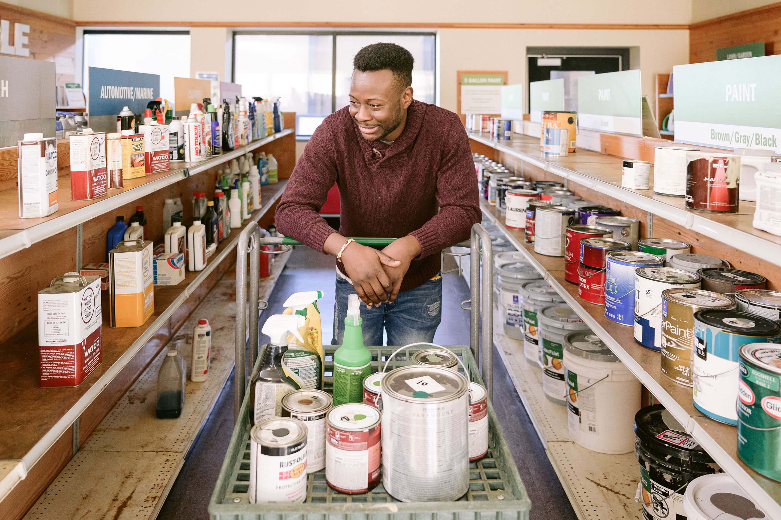 Image of person shopping in the Free Product Room. 